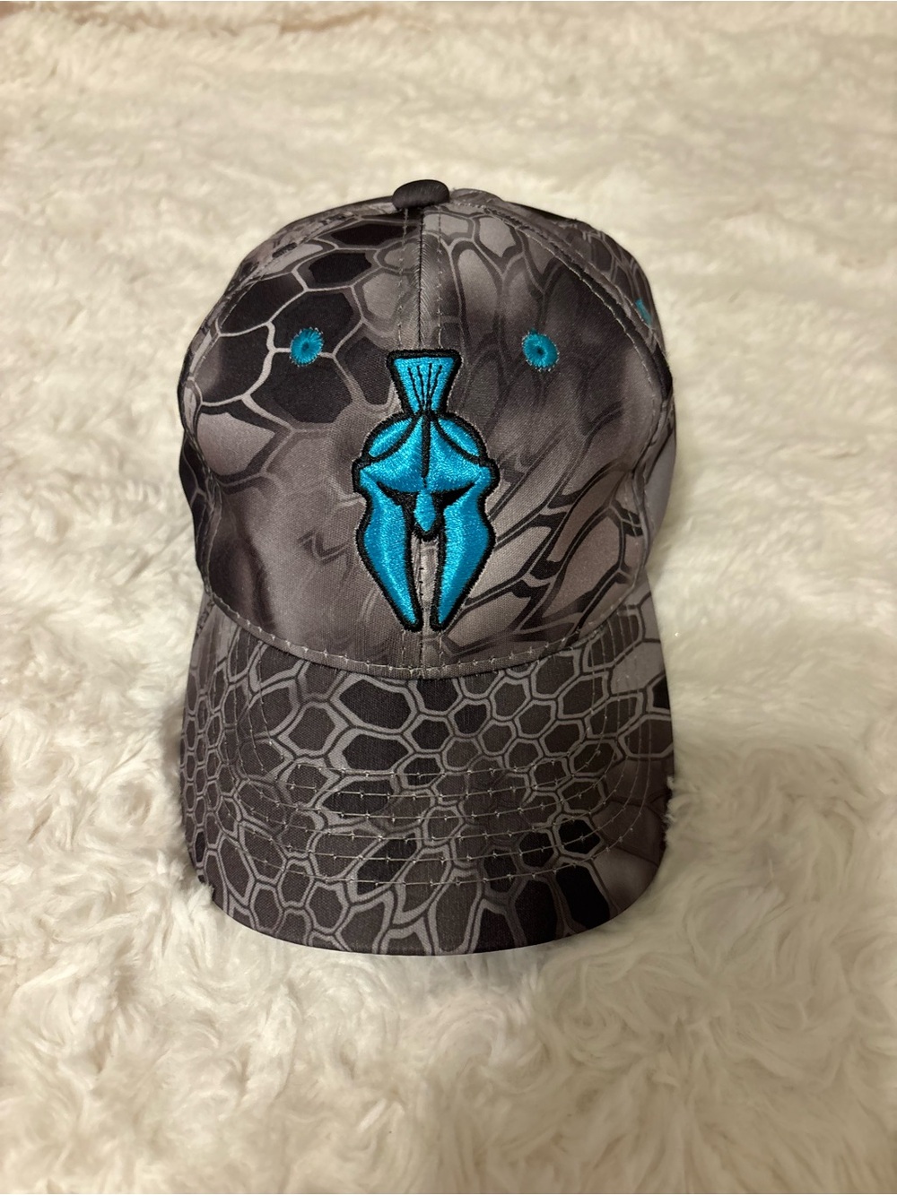 Kryptek Camo Adjustable Baseball Hat Gray Turquoise Logo Outdoor Hunting